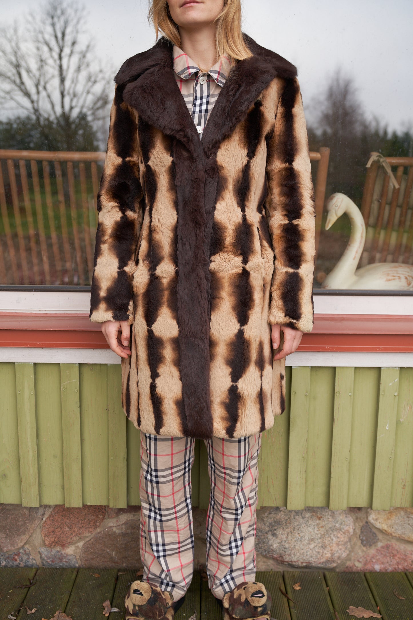 Bebe Rex Rabbit Fur Coat Dyed