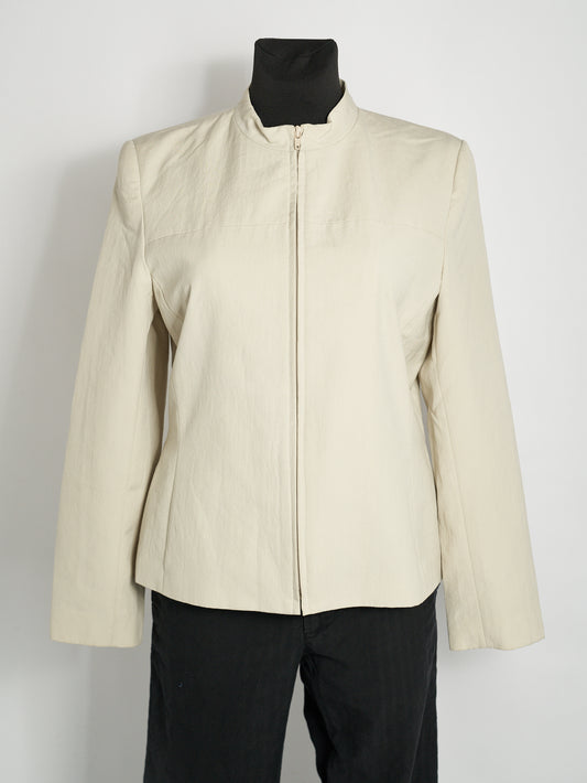 Minimal Beige Cream Zip Up Blazer Jacket L