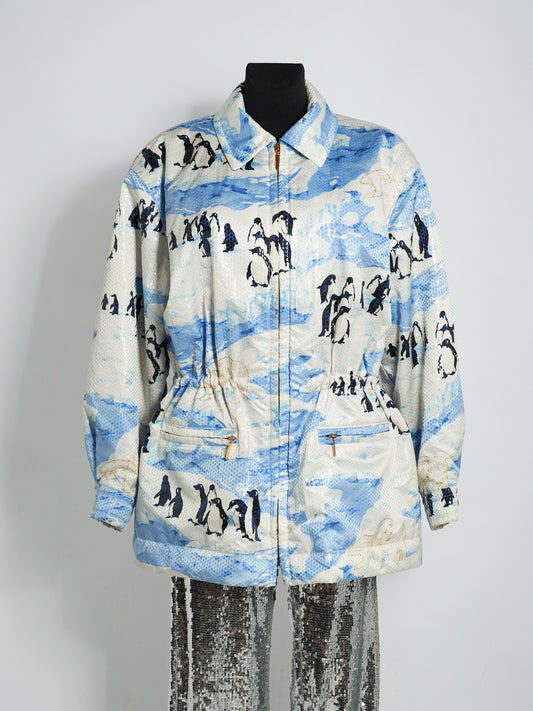 Vintage Escada Coat with Penguins ‘Global Warming’ Parka Rare XL