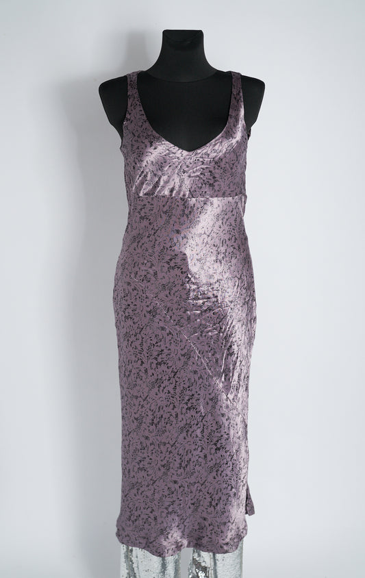 Vintage Hennes Collection Long Dress Satin Look Lilac L